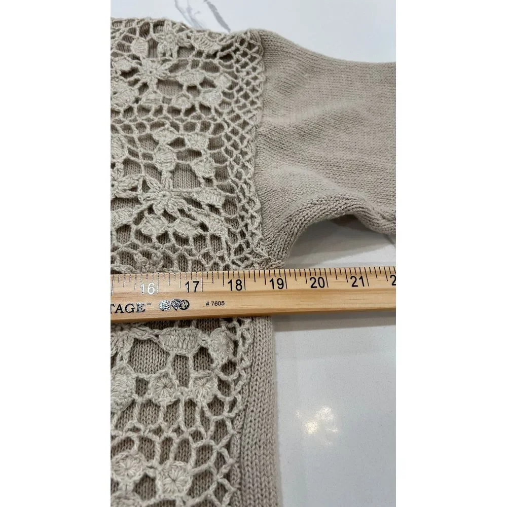 Y2K Vtg 90s Dana Scott Medium Crochet‎ Sweater Long Sleeve Hippie Granny - Picture 6 of 9